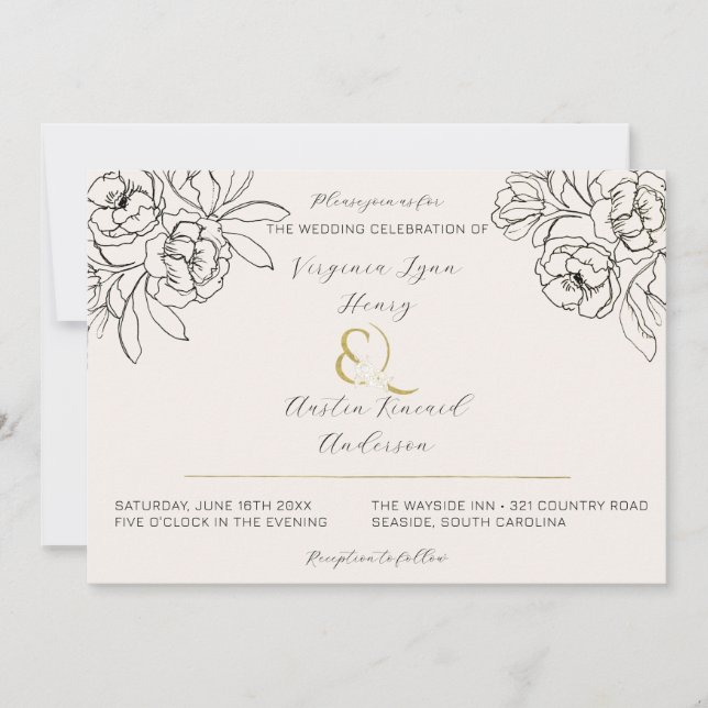 Convite Moody Smoked Dourado Ampersand 2 (Frente)