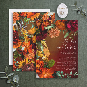 Convite Moody Sunset Colors Floral Script Wedati