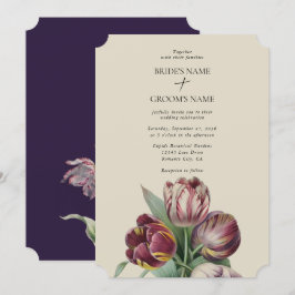 Convite Moody Watercolor Purple Tulips Casamento Simples