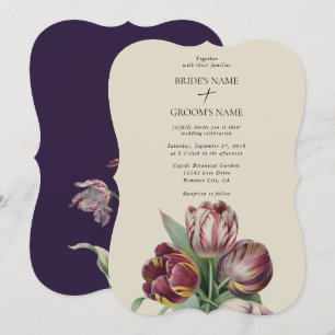 Convite Moody Watercolor Purple Tulips Casando Clássico
