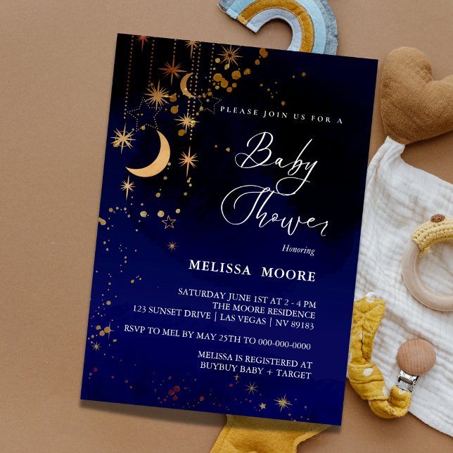 Convite Moon And Stars Baby Shower Invitation (Criador carregado)