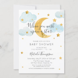 Convite Moon & Stars theme Baby Shower