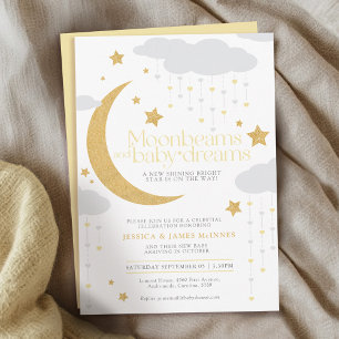 Convite Moonbeams bebê sonha chá de fraldas amarelo-mantei