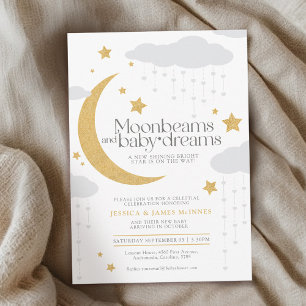 Convite Moonbeams e chá de fraldas de sonhos para bebês