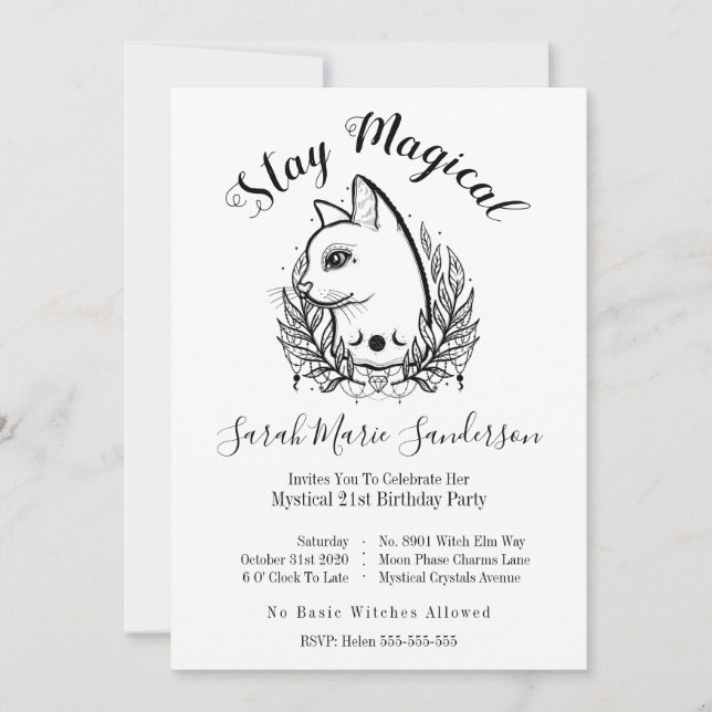 Convite Moonfase do Dia das Bruxas Místico de aniversário  (Frente)