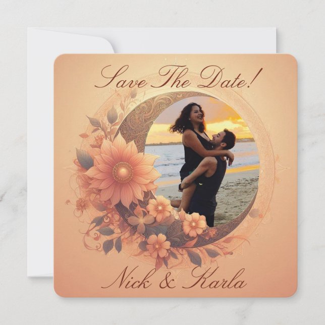 Convite Moonflower Save The Date Photo Announ (Frente)