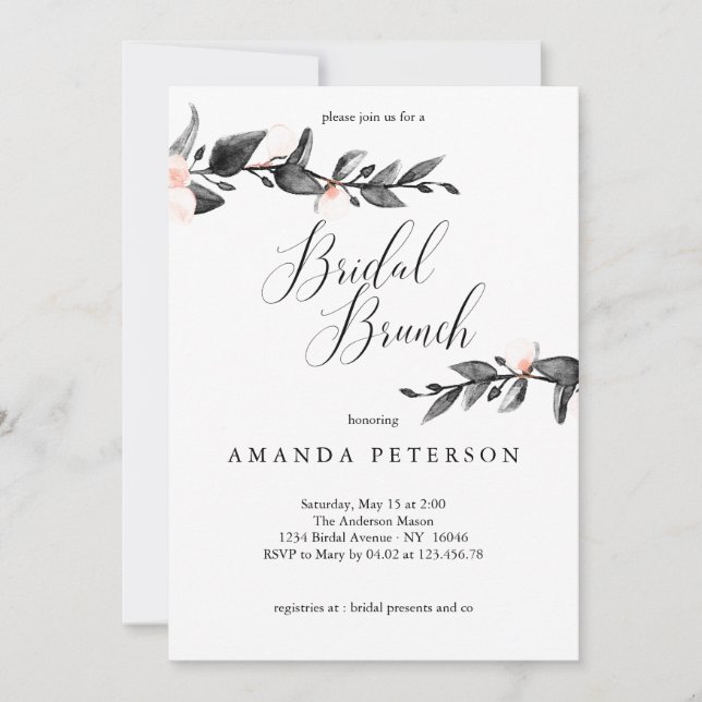 Convite Moonlight Bloom | Calliografia Bridal Brunch (Frente)