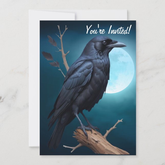Convite Moonlight Raven Halloween (Frente)