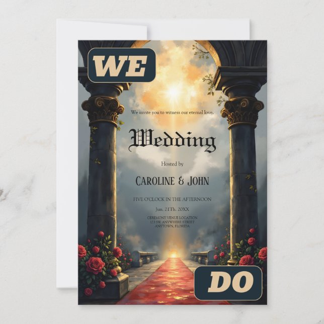 Convite Moonlit Aisle of Eternal Vows –Gothic Wedding Gate (Frente)