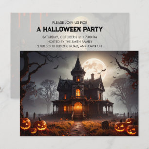 Convite Moonlit Mansion Halloween Party