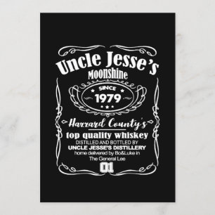 Convite Moonshine do tio Jesse desde 1979