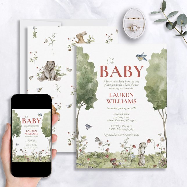 Convite Morango de Castanheiro Chá de fraldas (Criador carregado)