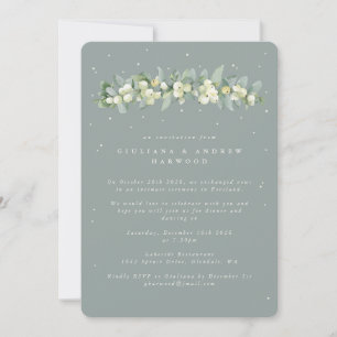 Convite Morango de Neve Azul+Recepção de casamento Eucalyp