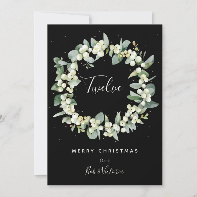 Convite Morango de Neve Preto+Número da Tabela Eucalyptus (Frente)