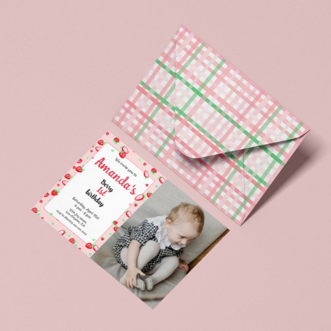 Convite Morango de primeiro aniversario (Criador carregado)