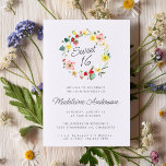 Convite Morango de Verão Flor Fresco Sweet 16<br><div class="desc">Strawberry Summer Flower Wreath Greenery 16th Doce 16 Convite de aniversário</div>