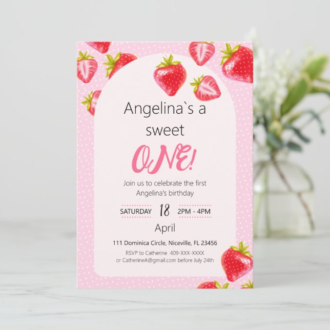 Convite Morango Doce (Em pé/Frente)