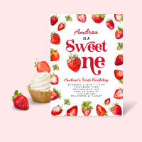 Morango Doce Um Primeiro Aniversário para Meninas