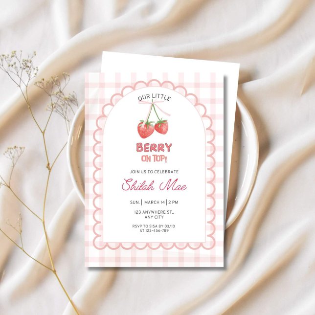 Convite Morango Por Cima Morango  (Berry Sweet Birthday Invite)