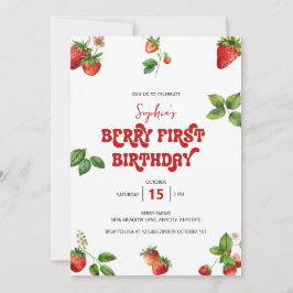 Convite Morango | Primeiro Aniversário 1º Aniversário