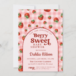 Convite Morango Rosa Vermelho Berry Chá de fraldas doce