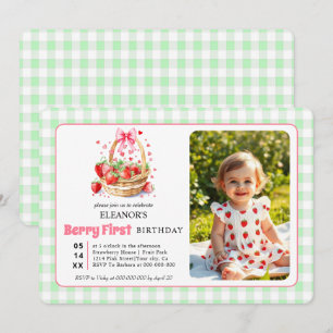 Convite Morangos e gingado Berry Primeiro Aniversário foto