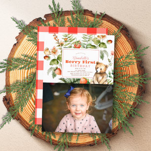 Convite Morangos e Ursos Berry Foto do Primeiro primeiro a