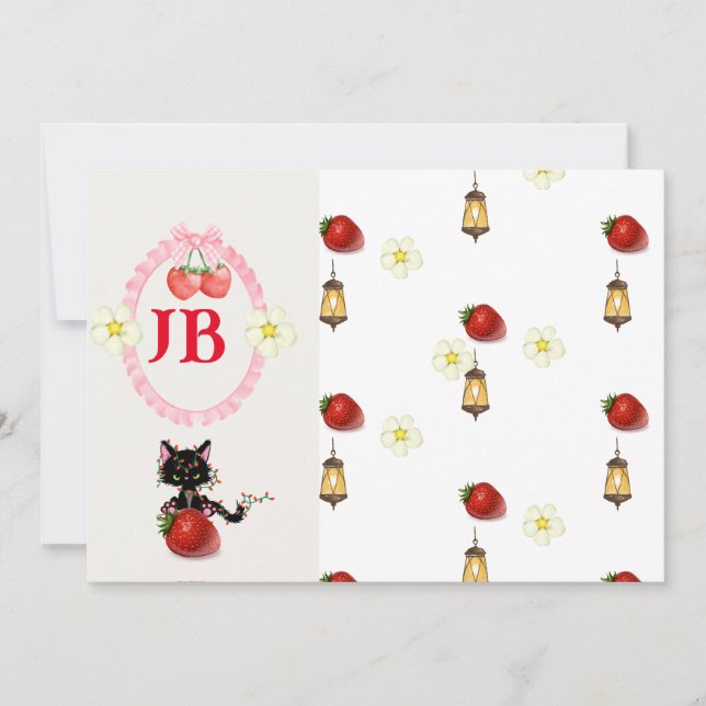 Convite Morangos Personalizados para Bebê (Frente)