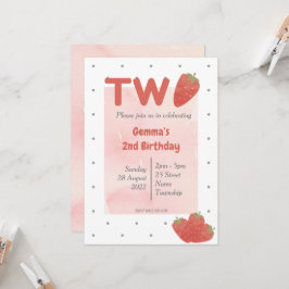 Convite Morangos Polka Dot DOIS 