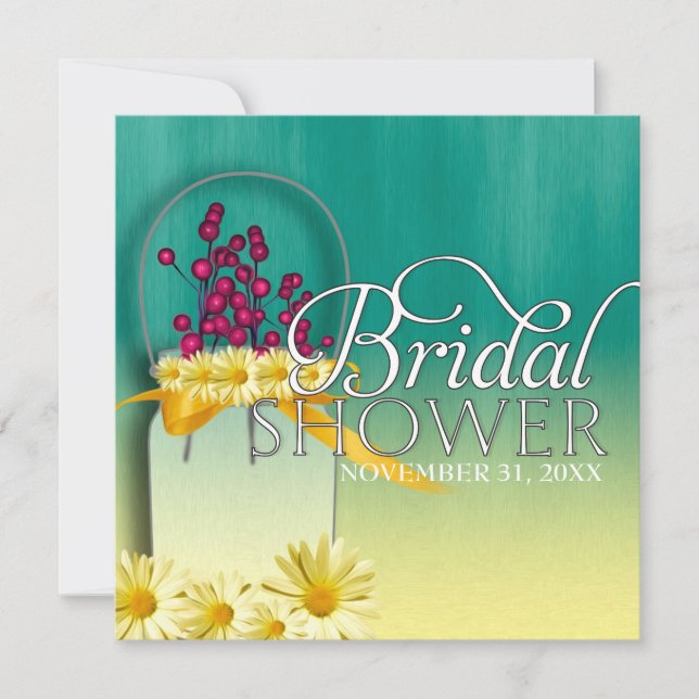 Convite Morangos Rosa Mason Jar Primavera Picnic Partido B (Frente)