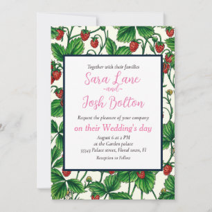 Convite Morangos selvagens sobre a cor branca