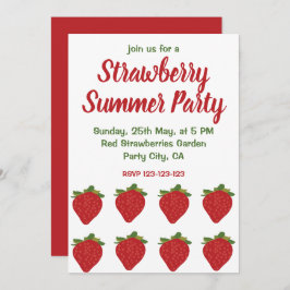 Convite Morangos Vermelhos Fruta Morango Festa de Verão