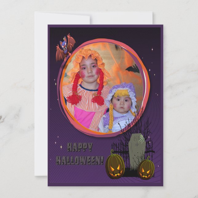 Convite Morcego, Jack o' Lanterns, Lápide, Adicionar Moldu (Frente)