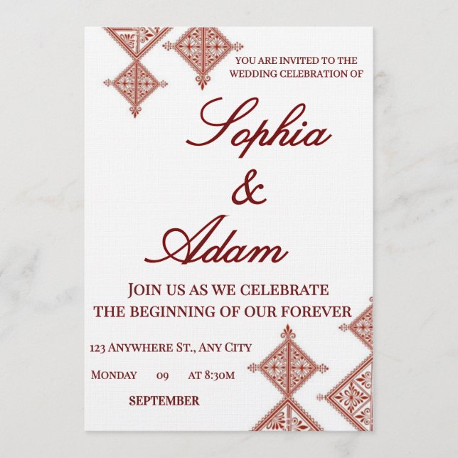 Convite Moroccan Berber Pattern Wedding Invitation (Frente)