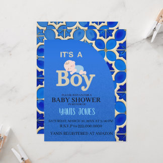 Convite Moroccan boy baby shower Invitation
