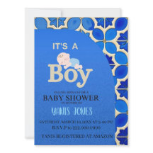 Moroccan boy baby shower Invitation