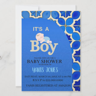 Convite Moroccan boy baby shower Invitation