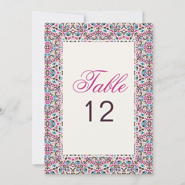 Convite Moroccan Lattice Geo Mandala Wedding Table Number (Frente)