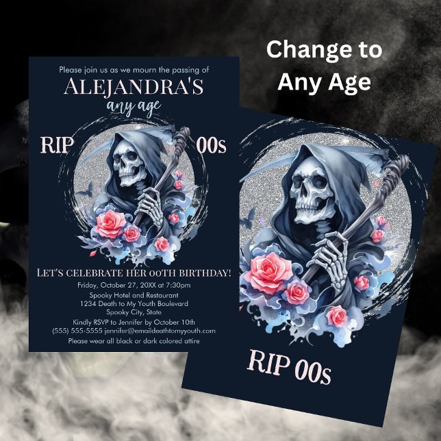 Convite Morte à Festa de aniversário Adulta do Meu Jovem C (Criador carregado)