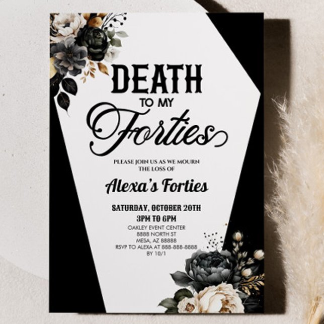 Convite Morte à minha quarenta Festa de aniversário Floral (Criador carregado)