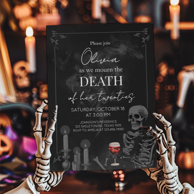 Convite Morte Gótica aos meus vinte anos de aniversário (Death of my Twenties Birthday Party Invitation)