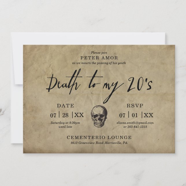 Convite Morte para a minha festa dos 20 anos (Frente)
