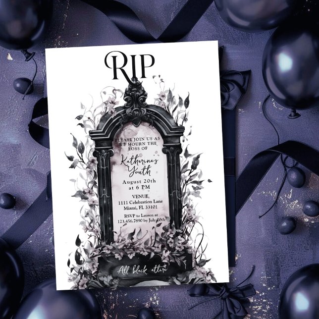 Convite Morte por 20 anos à minha Festa de aniversário ros (Rip 20s Death to my Youth 30th Pink Birthday Party Invitation)