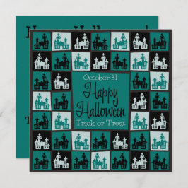 Convite Mosaico da casa assombrada do Halloween