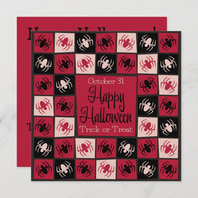 Convite Mosaico de aranha do Halloween (Frente/Verso)