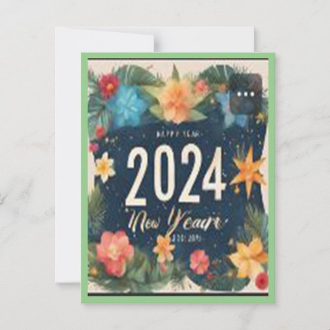 Convite Mosaico de Celebração da Natureza, feliz ano novo  (Frente)