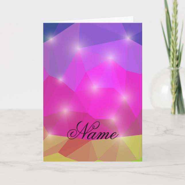 Convite Mosaico de Cristal Geométrico Abstrato em Rosa (Frente)