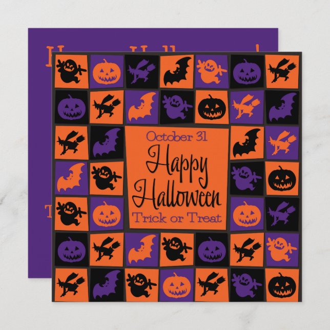Convite Mosaico de Halloween (Frente/Verso)