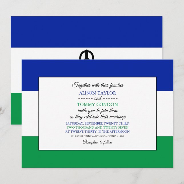Convite Mosotho Flag, Flag of Lesotho Wedding (Frente/Verso)