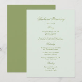 Convite Moss Green Estate Wedding Itinerary Card